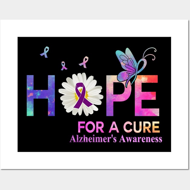 Hope For A Cure Butterfly Flower  Alzheimer's Awareness Wall Art by HomerNewbergereq